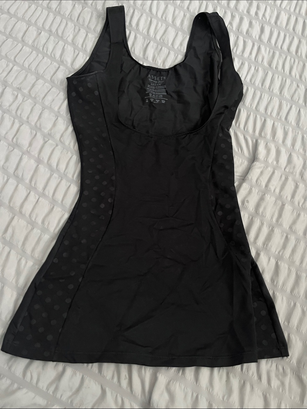 Assets By Spanx Black Sculpting Tank with Subtle Dot Panels